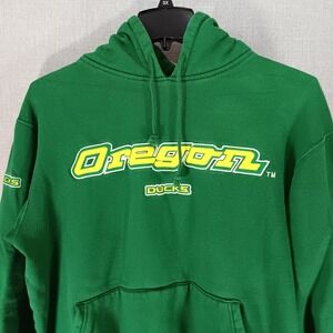 Vintage Oregon Ducks Hoodie L Green Yellow Heavyweight NCAA Sweatshirt Pouch